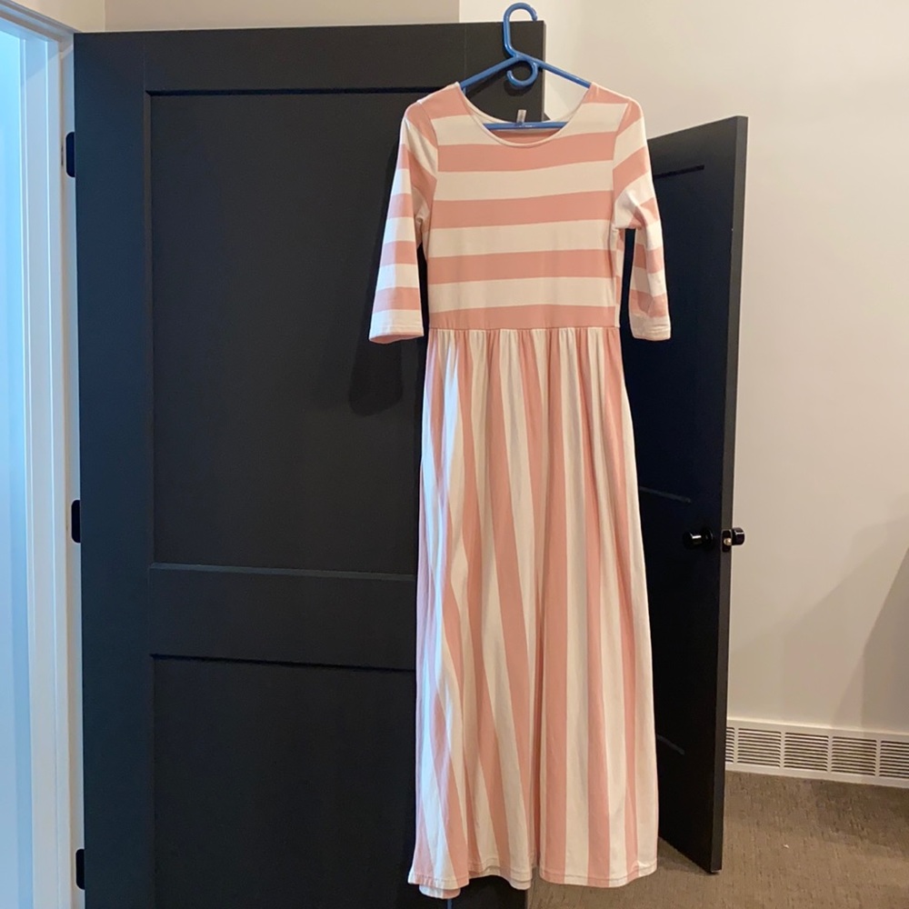 Downeast dress pink and white stripe